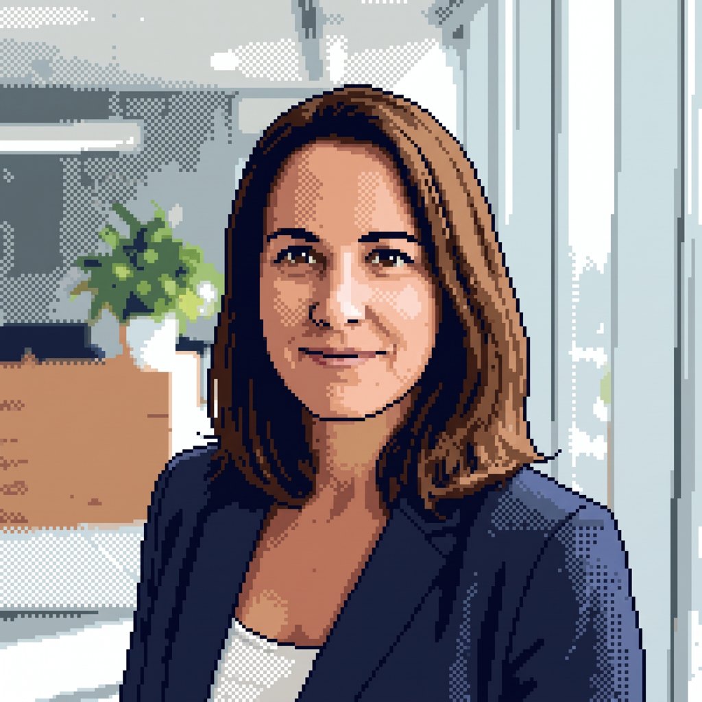 The same portrait in the Pixel art style